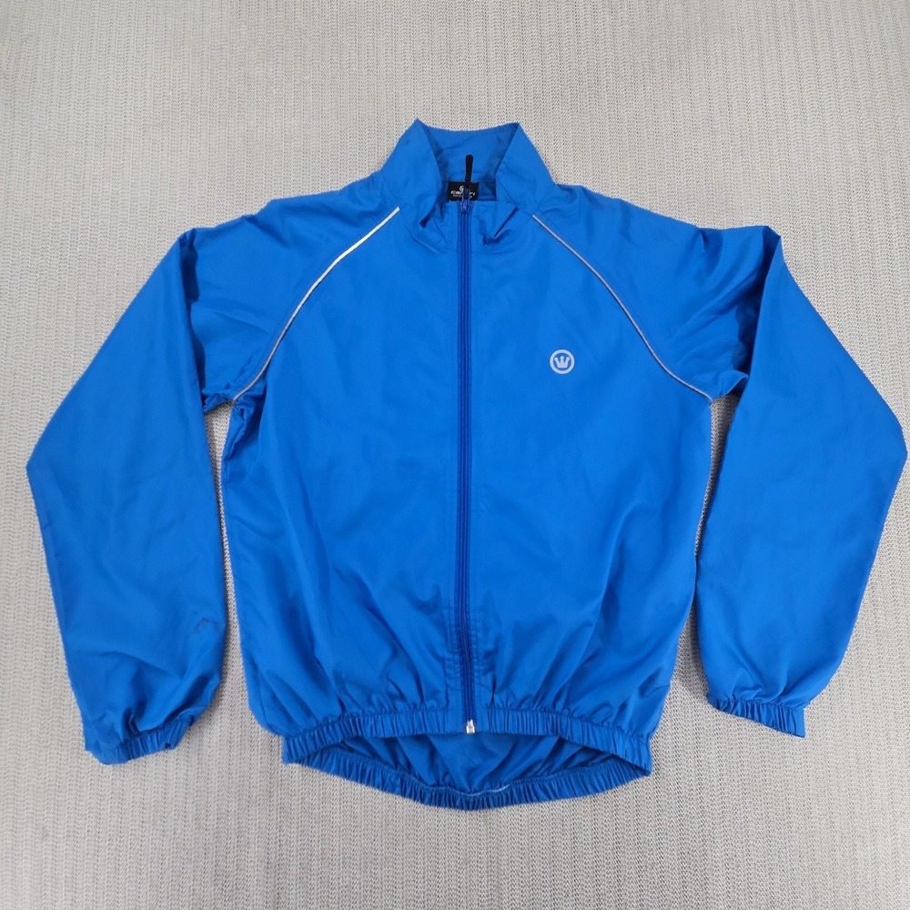 Canari Cycling Jacket Mens Small Blue Full Zip Windshirt Reflective Lightweight